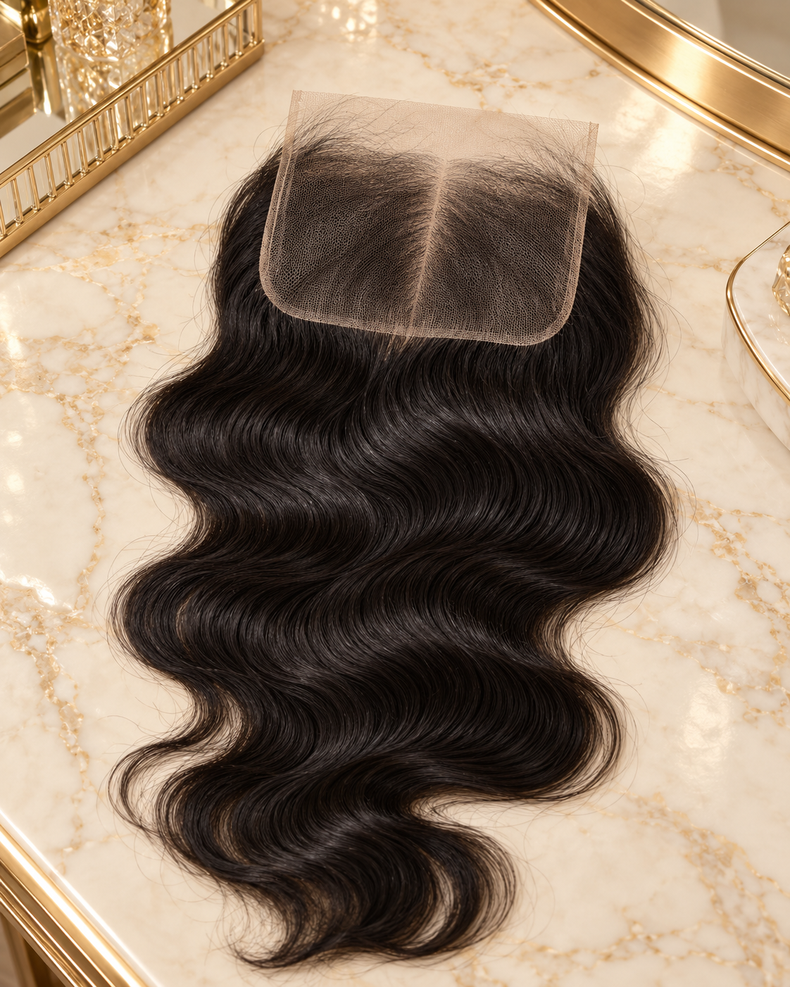 Styled illustration of closure hair extensions