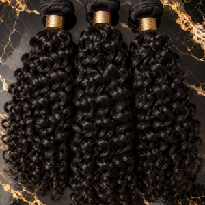 Styled illustration of curly hair extensions