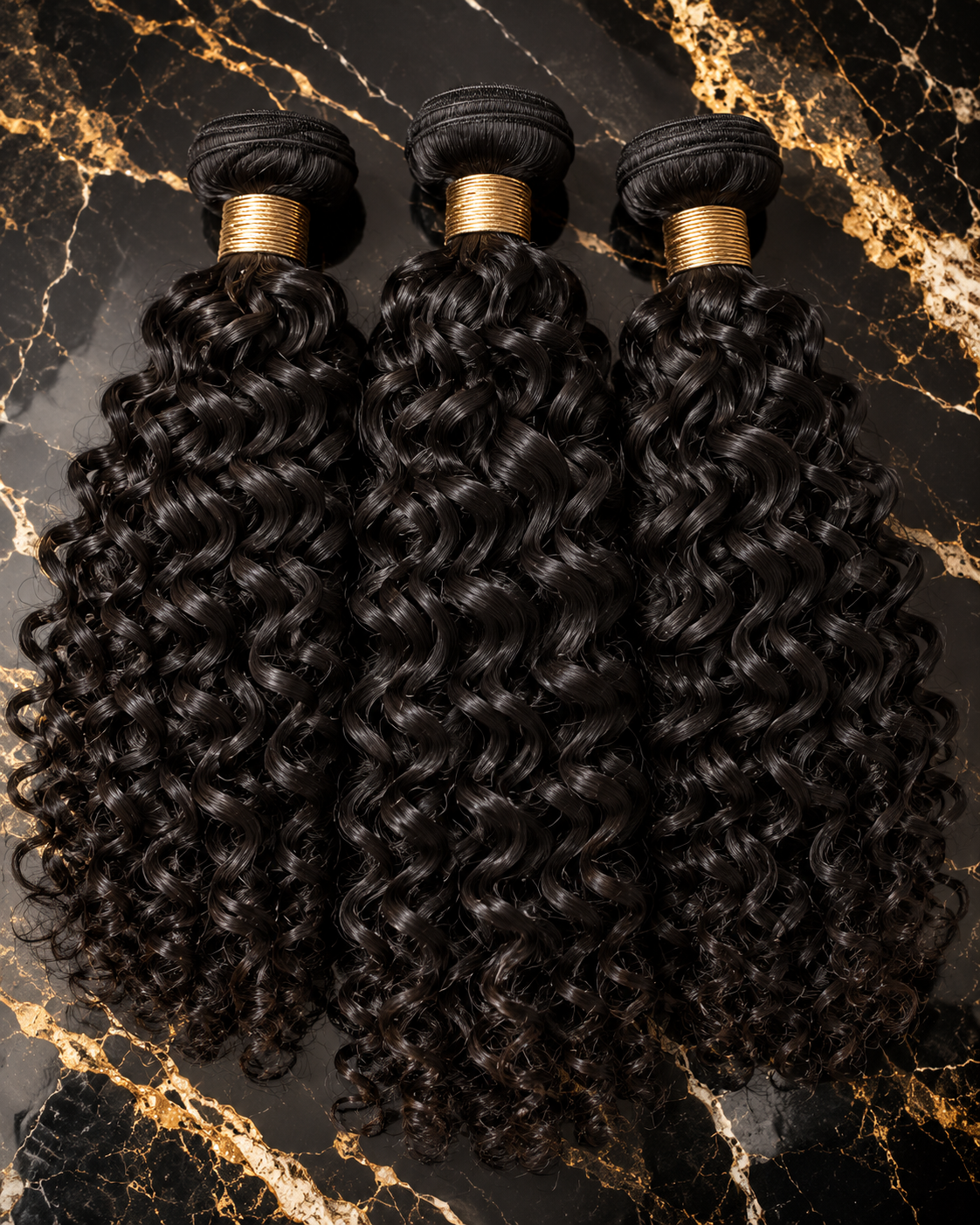 Styled illustration of curly hair extensions