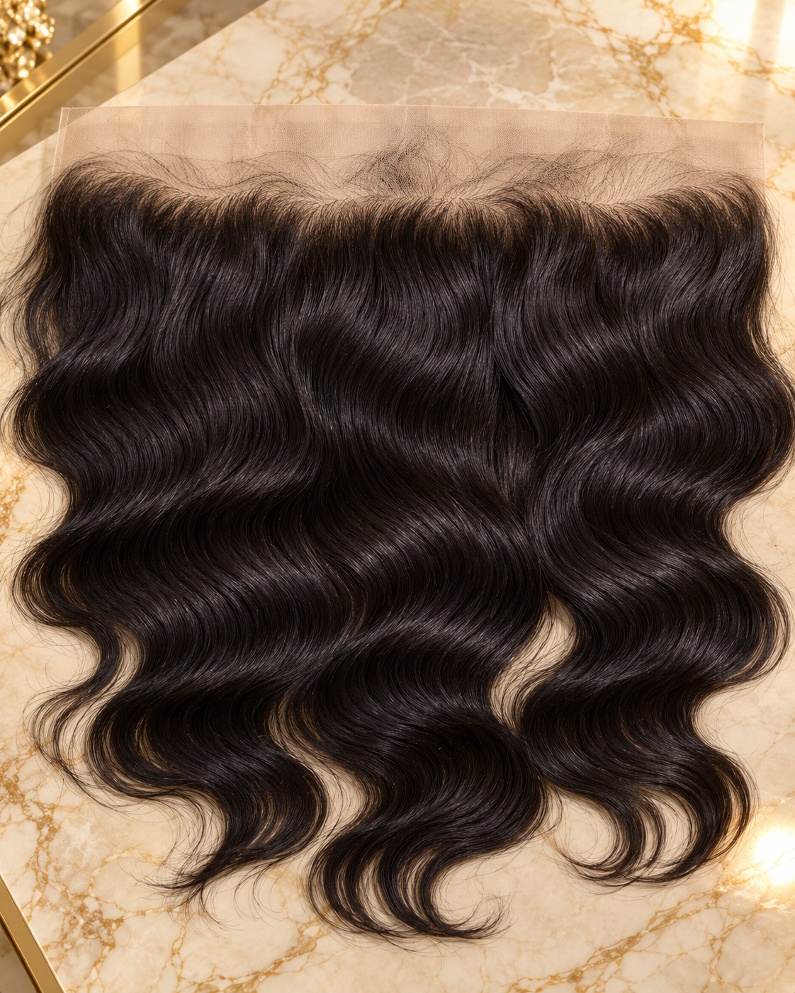 Styled illustration of frontal hair extensions