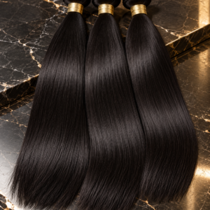 Styled illustration of straight hair extensions