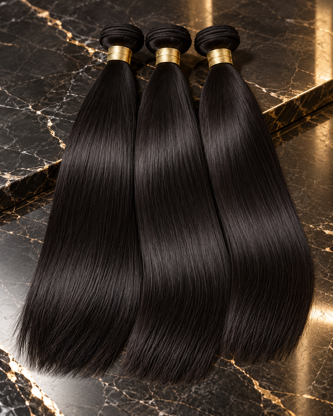 Styled illustration of straight hair extensions